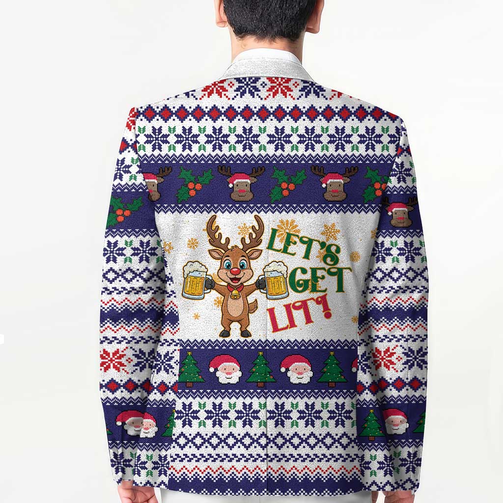 Reindeer Beer Christmas Blazer Xmas Holiday Patterns - Wonder Print Shop