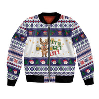 Reindeer Beer Christmas Bomber Jacket Xmas Holiday Patterns - Wonder Print Shop