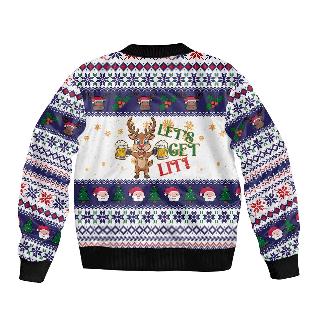 Reindeer Beer Christmas Bomber Jacket Xmas Holiday Patterns - Wonder Print Shop