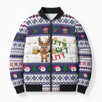 Reindeer Beer Christmas Bomber Puffer Jacket Xmas Holiday Patterns - Wonder Print Shop