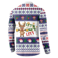 Reindeer Beer Christmas Button Sweatshirt Xmas Holiday Patterns - Wonder Print Shop