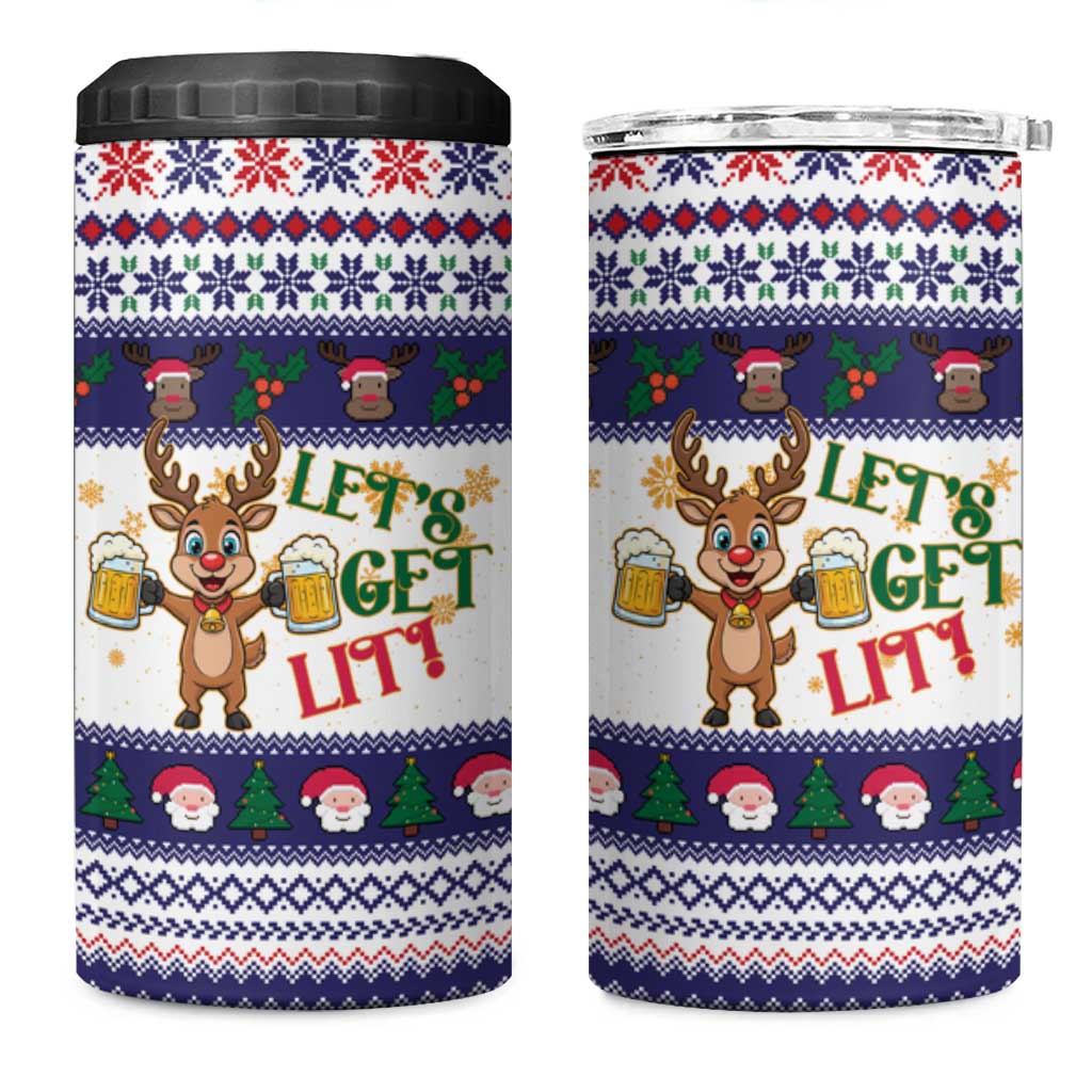 Reindeer Beer Christmas 4 in 1 Can Cooler Tumbler Xmas Holiday Patterns - Wonder Print Shop