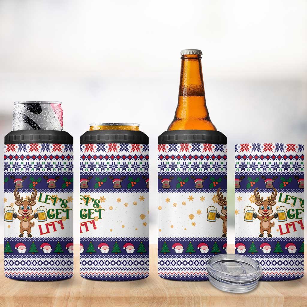 Reindeer Beer Christmas 4 in 1 Can Cooler Tumbler Xmas Holiday Patterns - Wonder Print Shop