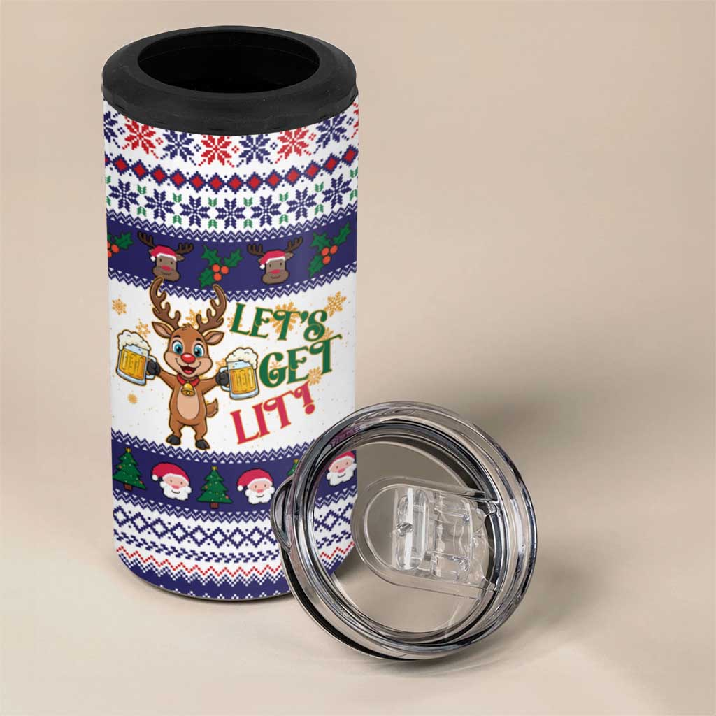 Reindeer Beer Christmas 4 in 1 Can Cooler Tumbler Xmas Holiday Patterns - Wonder Print Shop