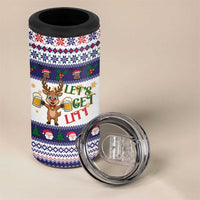 Reindeer Beer Christmas 4 in 1 Can Cooler Tumbler Xmas Holiday Patterns - Wonder Print Shop