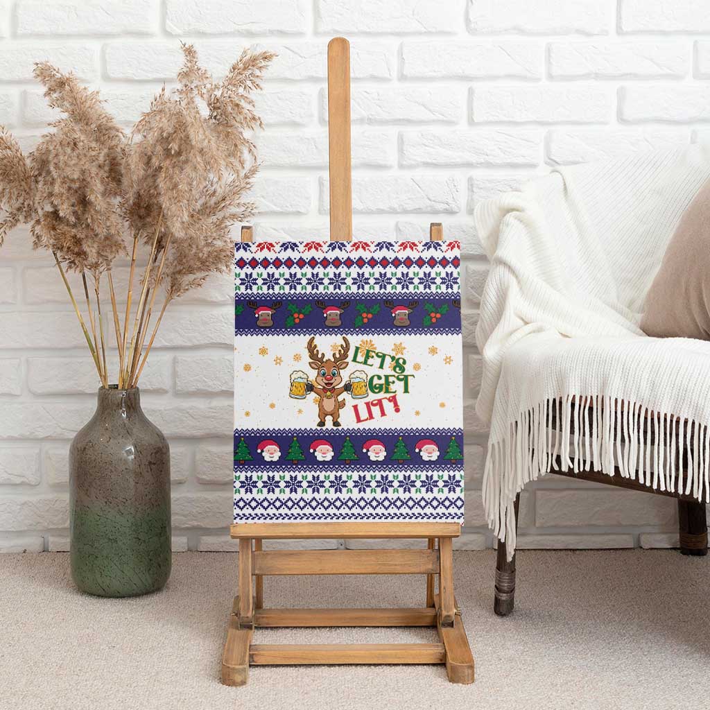 Reindeer Beer Christmas Canvas Wall Art Xmas Holiday Patterns - Wonder Print Shop