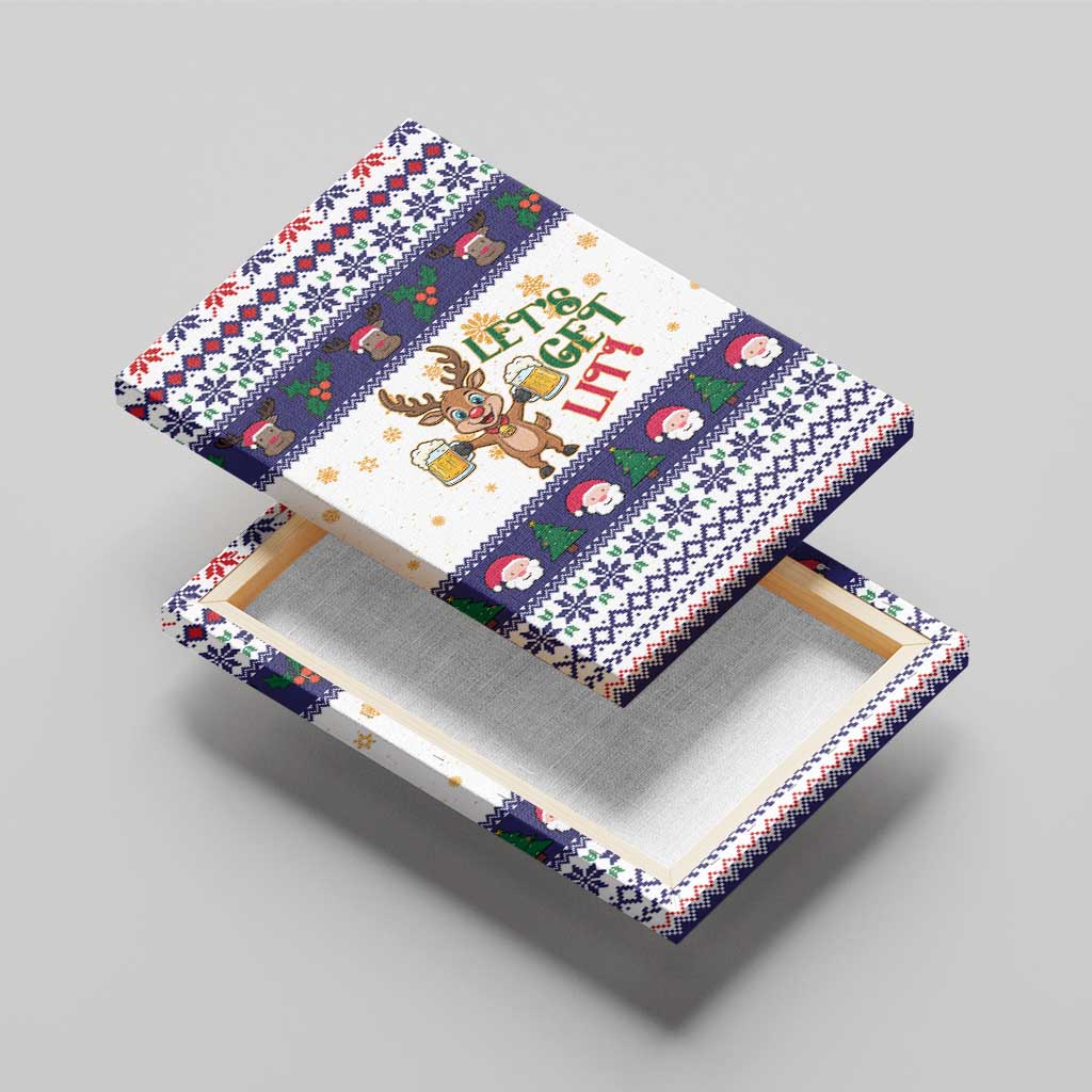 Reindeer Beer Christmas Canvas Wall Art Xmas Holiday Patterns - Wonder Print Shop