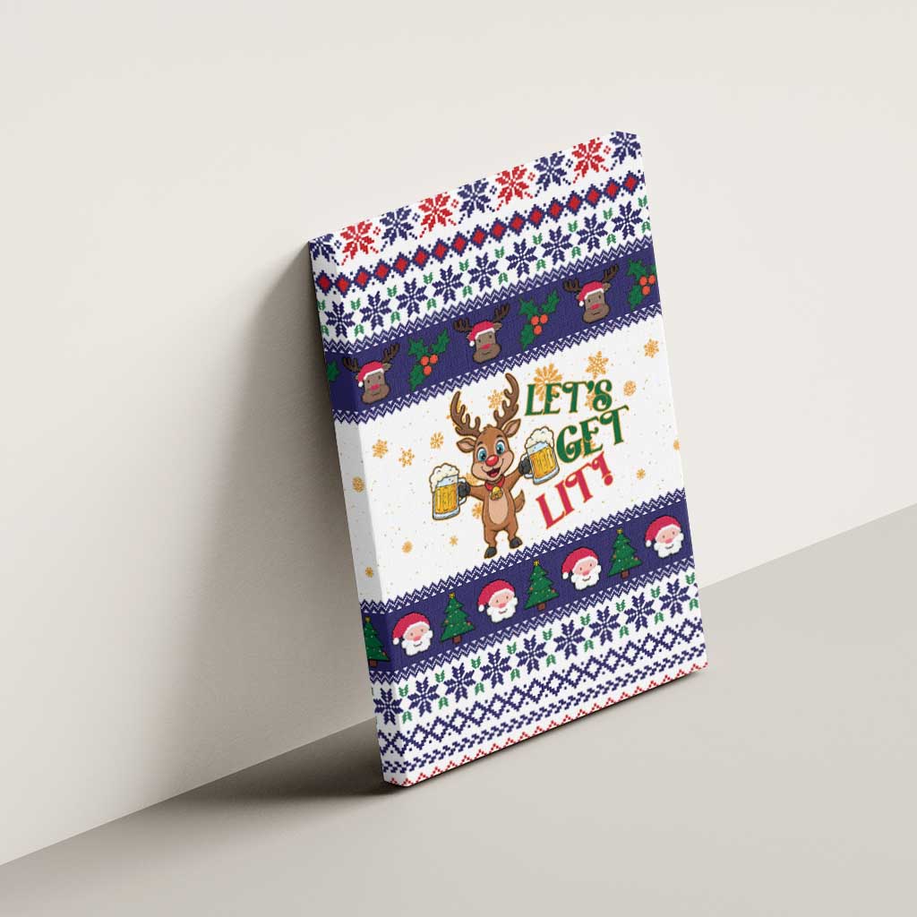 Reindeer Beer Christmas Canvas Wall Art Xmas Holiday Patterns - Wonder Print Shop