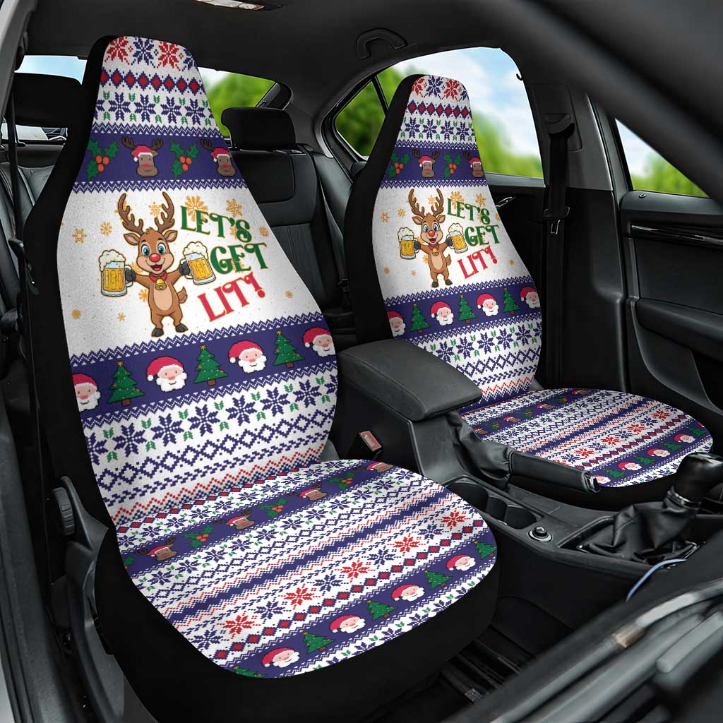 Reindeer Beer Christmas Car Seat Cover Xmas Holiday Patterns - Wonder Print Shop