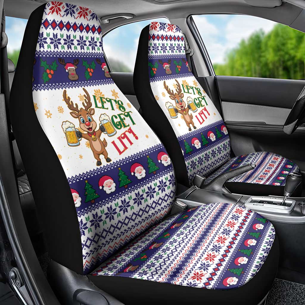 Reindeer Beer Christmas Car Seat Cover Xmas Holiday Patterns - Wonder Print Shop