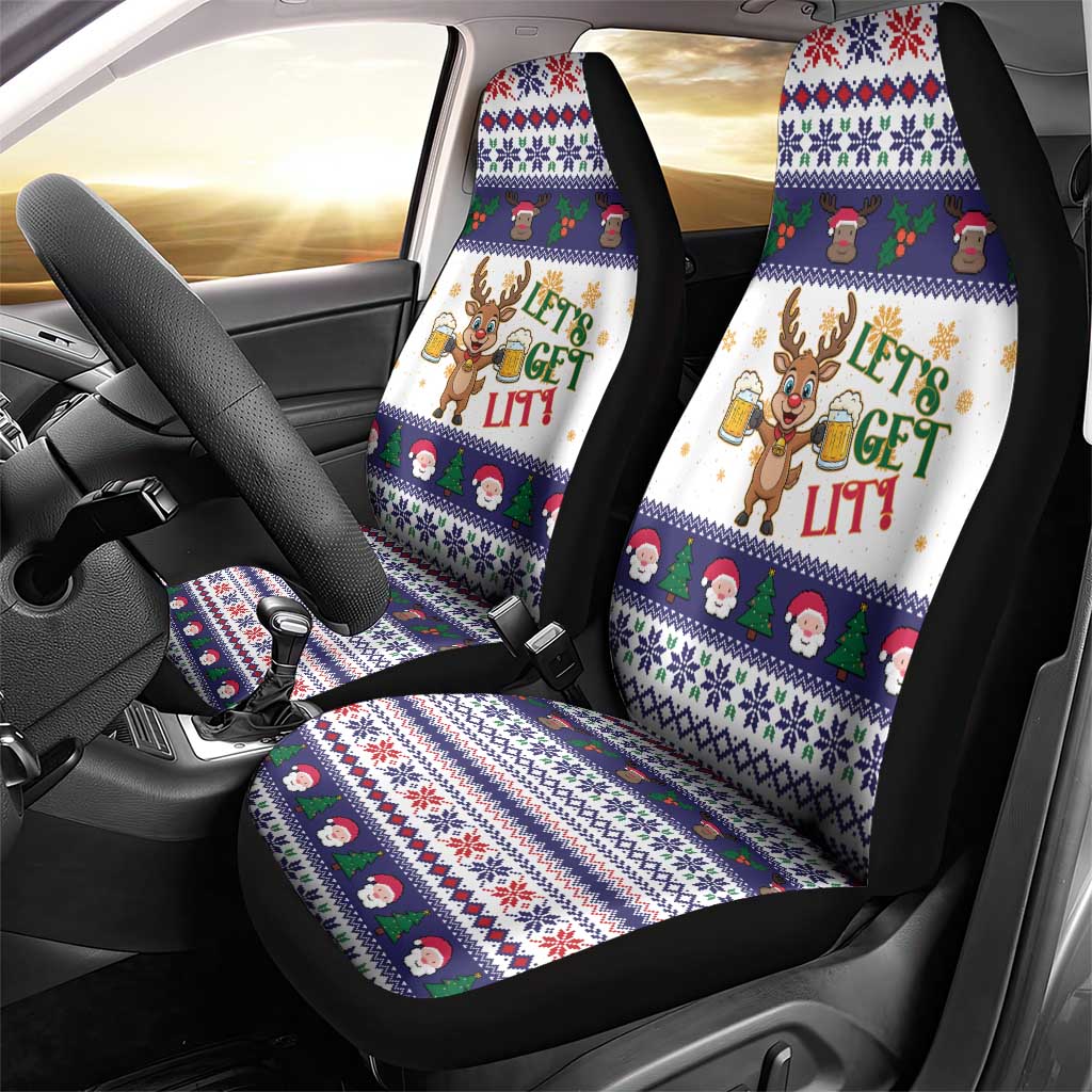 Reindeer Beer Christmas Car Seat Cover Xmas Holiday Patterns - Wonder Print Shop