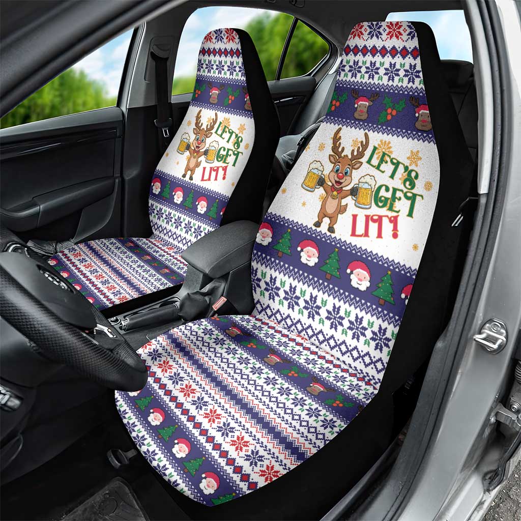 Reindeer Beer Christmas Car Seat Cover Xmas Holiday Patterns - Wonder Print Shop