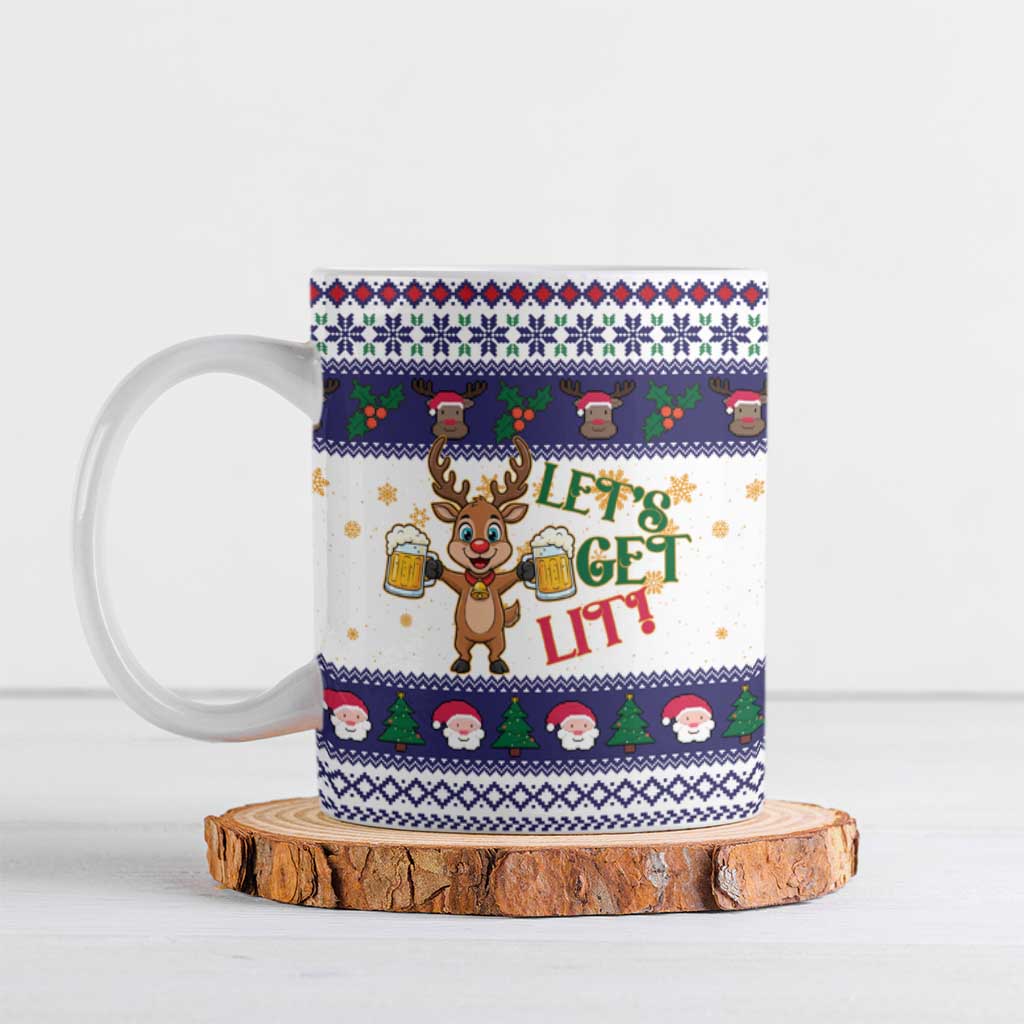 Reindeer Beer Christmas Ceramic Mug Xmas Holiday Patterns - Wonder Print Shop