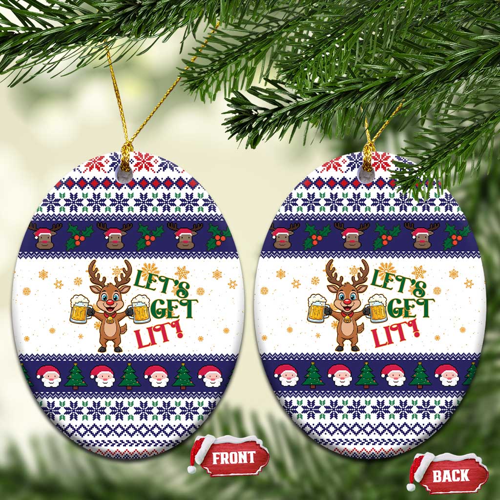 Reindeer Beer Christmas Ceramic Ornament Xmas Holiday Patterns - Wonder Print Shop