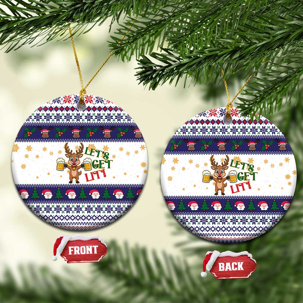 Reindeer Beer Christmas Ceramic Ornament Xmas Holiday Patterns - Wonder Print Shop