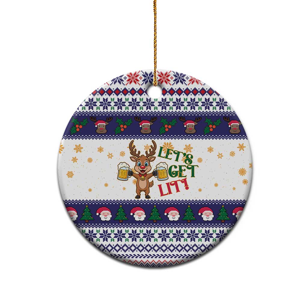 Reindeer Beer Christmas Ceramic Ornament Xmas Holiday Patterns - Wonder Print Shop