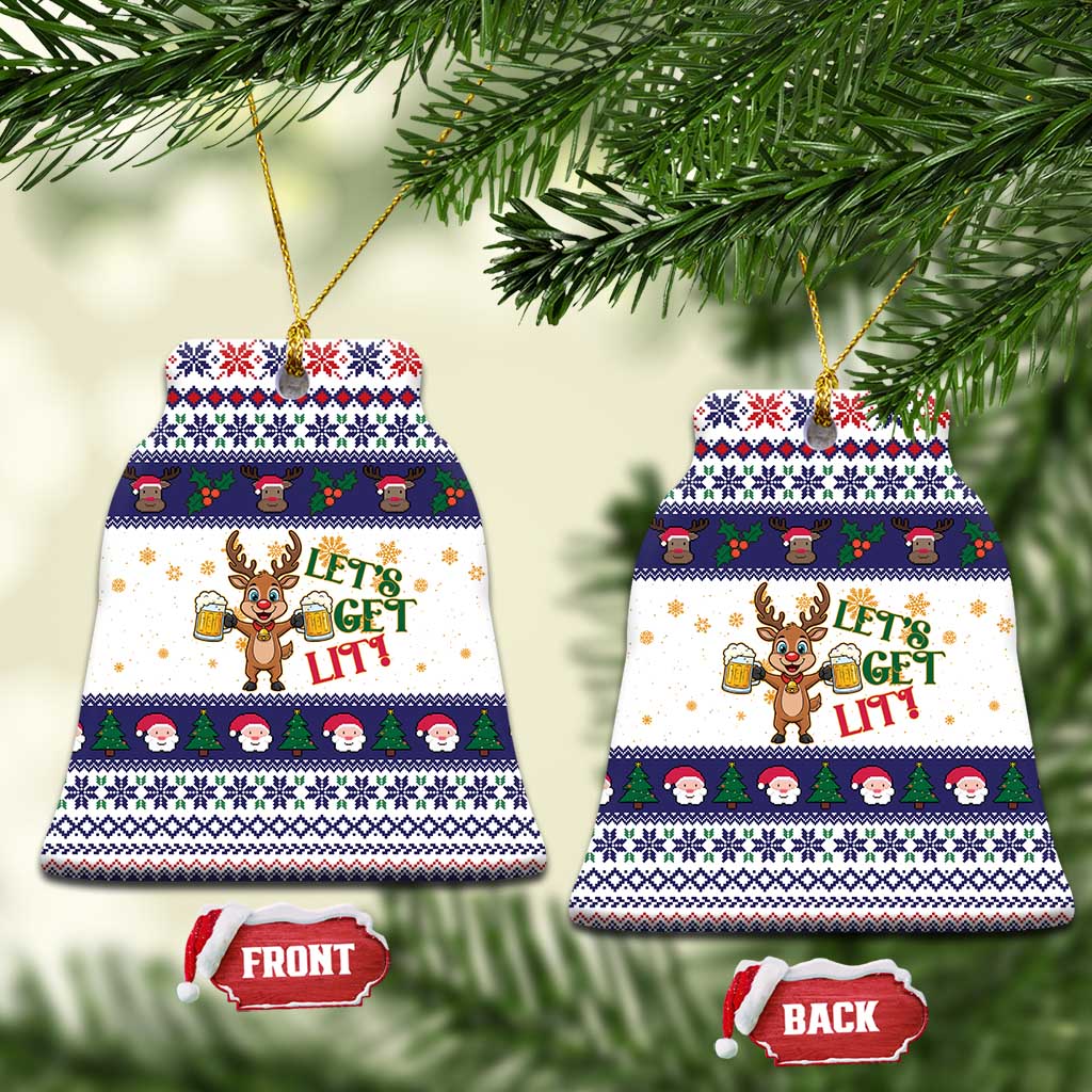 Reindeer Beer Christmas Ceramic Ornament Xmas Holiday Patterns - Wonder Print Shop