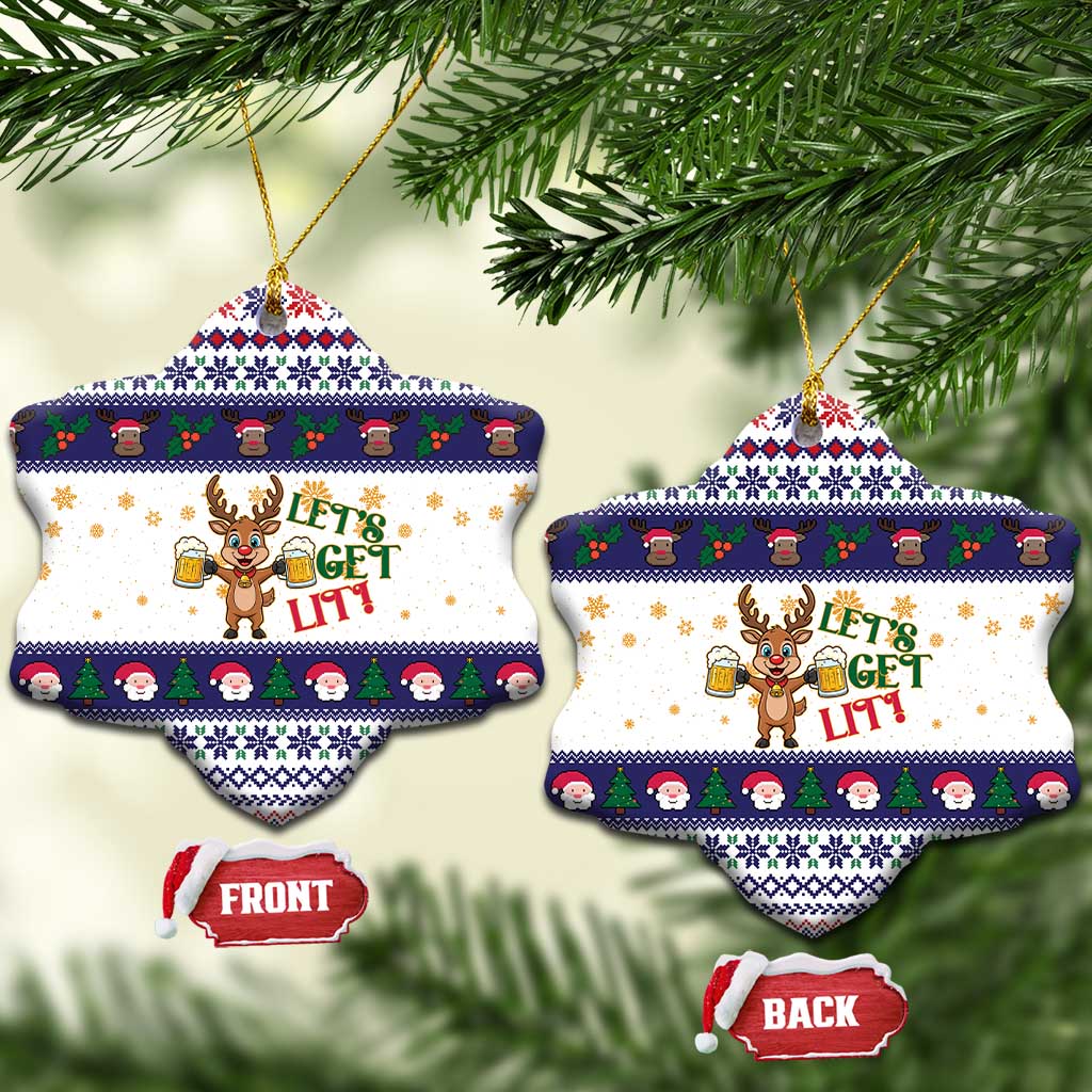 Reindeer Beer Christmas Ceramic Ornament Xmas Holiday Patterns - Wonder Print Shop