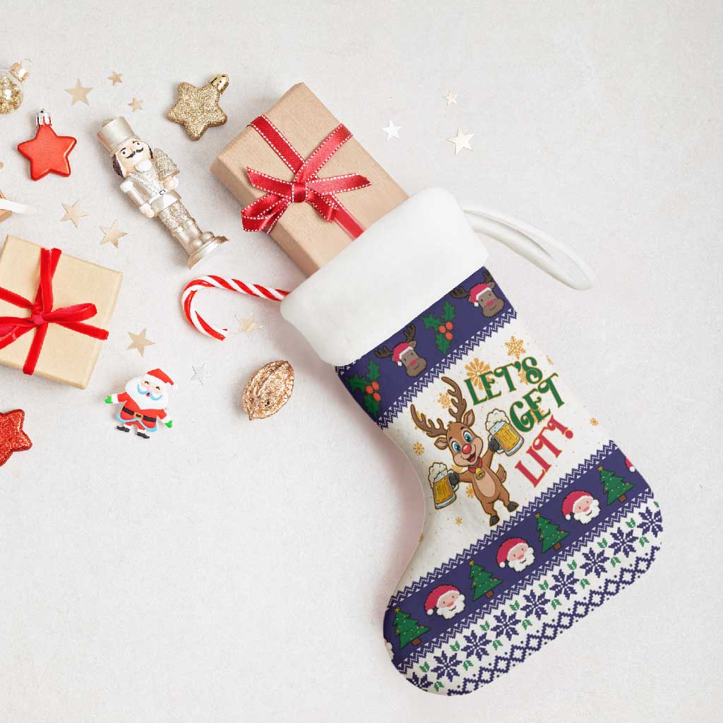 Reindeer Beer Christmas Stocking Xmas Holiday Patterns - Wonder Print Shop