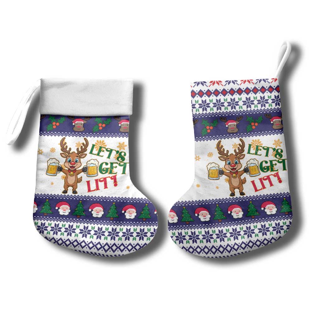 Reindeer Beer Christmas Stocking Xmas Holiday Patterns - Wonder Print Shop