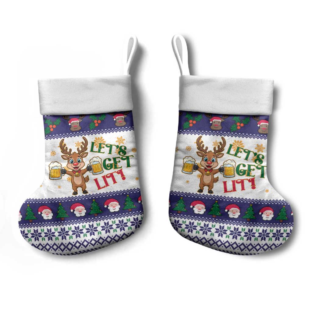 Reindeer Beer Christmas Stocking Xmas Holiday Patterns - Wonder Print Shop