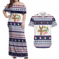 Reindeer Beer Christmas Couples Matching Off Shoulder Maxi Dress and Hawaiian Shirt Xmas Holiday Patterns - Wonder Print Shop