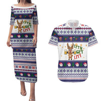 Reindeer Beer Christmas Couples Matching Puletasi and Hawaiian Shirt Xmas Holiday Patterns - Wonder Print Shop
