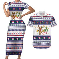 Reindeer Beer Christmas Couples Matching Short Sleeve Bodycon Dress and Hawaiian Shirt Xmas Holiday Patterns - Wonder Print Shop
