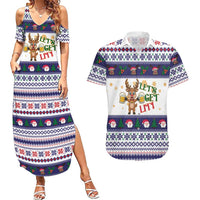 Reindeer Beer Christmas Couples Matching Summer Maxi Dress and Hawaiian Shirt Xmas Holiday Patterns - Wonder Print Shop