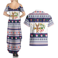 Reindeer Beer Christmas Couples Matching Summer Maxi Dress and Hawaiian Shirt Xmas Holiday Patterns - Wonder Print Shop