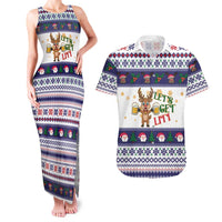 Reindeer Beer Christmas Couples Matching Tank Maxi Dress and Hawaiian Shirt Xmas Holiday Patterns - Wonder Print Shop