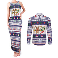 Reindeer Beer Christmas Couples Matching Tank Maxi Dress and Long Sleeve Button Shirt Xmas Holiday Patterns - Wonder Print Shop