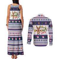 Reindeer Beer Christmas Couples Matching Tank Maxi Dress and Long Sleeve Button Shirt Xmas Holiday Patterns - Wonder Print Shop