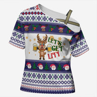 Reindeer Beer Christmas Cross Shoulder Shirt Xmas Holiday Patterns - Wonder Print Shop