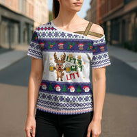 Reindeer Beer Christmas Cross Shoulder Shirt Xmas Holiday Patterns - Wonder Print Shop