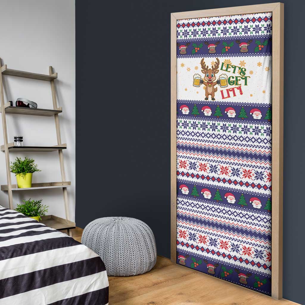 Reindeer Beer Christmas Door Cover Xmas Holiday Patterns - Wonder Print Shop
