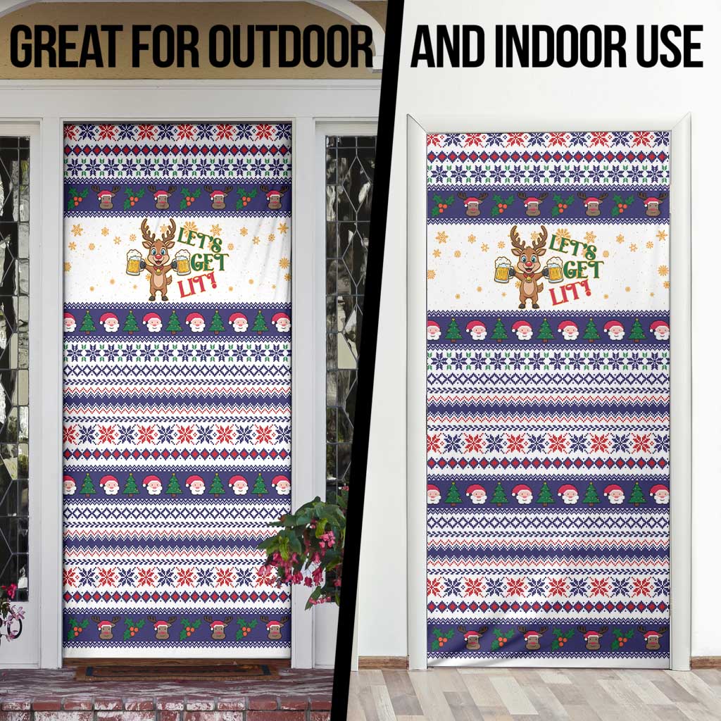Reindeer Beer Christmas Door Cover Xmas Holiday Patterns - Wonder Print Shop