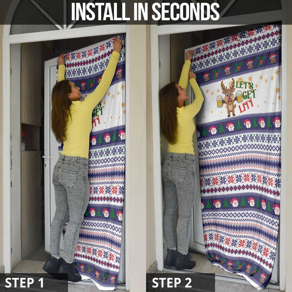 Reindeer Beer Christmas Door Cover Xmas Holiday Patterns - Wonder Print Shop