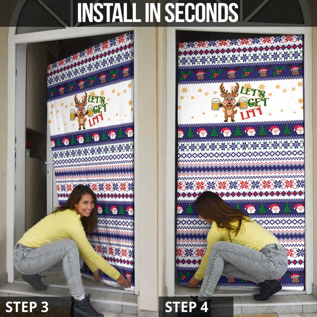 Reindeer Beer Christmas Door Cover Xmas Holiday Patterns - Wonder Print Shop