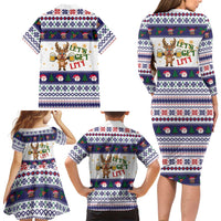 Reindeer Beer Christmas Family Matching Long Sleeve Bodycon Dress and Hawaiian Shirt Xmas Holiday Patterns - Wonder Print Shop