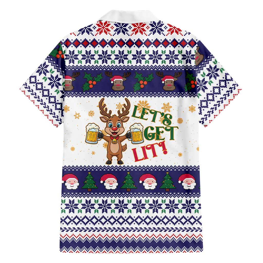 Reindeer Beer Christmas Family Matching Long Sleeve Bodycon Dress and Hawaiian Shirt Xmas Holiday Patterns - Wonder Print Shop