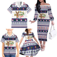 Reindeer Beer Christmas Family Matching Off The Shoulder Long Sleeve Dress and Hawaiian Shirt Xmas Holiday Patterns - Wonder Print Shop