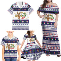Reindeer Beer Christmas Family Matching Off Shoulder Maxi Dress and Hawaiian Shirt Xmas Holiday Patterns - Wonder Print Shop