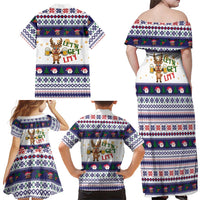 Reindeer Beer Christmas Family Matching Off Shoulder Maxi Dress and Hawaiian Shirt Xmas Holiday Patterns - Wonder Print Shop