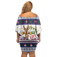 Reindeer Beer Christmas Family Matching Off Shoulder Short Dress and Hawaiian Shirt Xmas Holiday Patterns - Wonder Print Shop