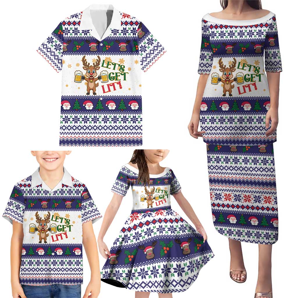 Reindeer Beer Christmas Family Matching Puletasi and Hawaiian Shirt Xmas Holiday Patterns - Wonder Print Shop