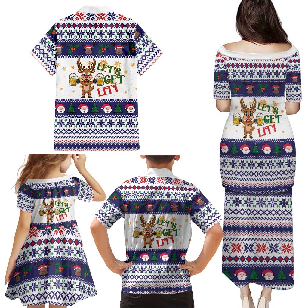 Reindeer Beer Christmas Family Matching Puletasi and Hawaiian Shirt Xmas Holiday Patterns - Wonder Print Shop
