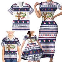 Reindeer Beer Christmas Family Matching Short Sleeve Bodycon Dress and Hawaiian Shirt Xmas Holiday Patterns - Wonder Print Shop
