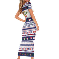 Reindeer Beer Christmas Family Matching Short Sleeve Bodycon Dress and Hawaiian Shirt Xmas Holiday Patterns - Wonder Print Shop