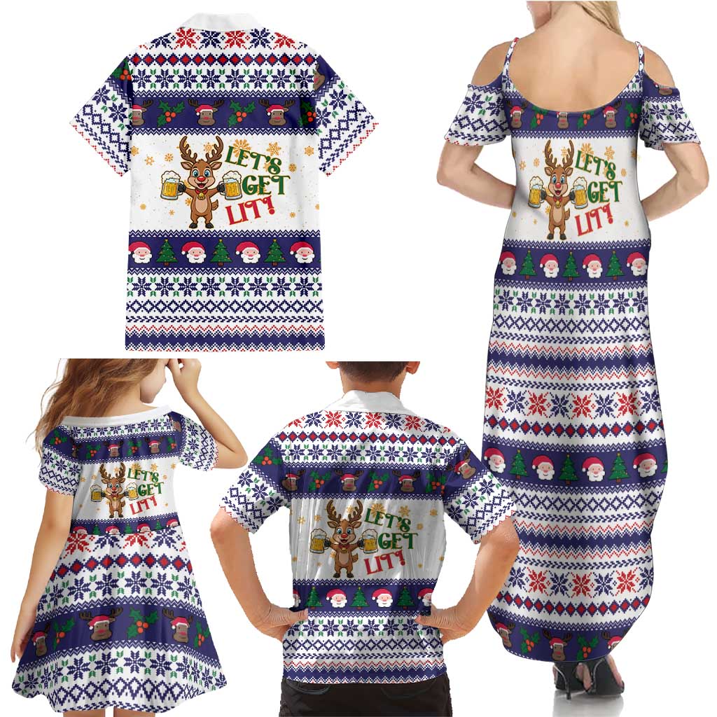 Reindeer Beer Christmas Family Matching Summer Maxi Dress and Hawaiian Shirt Xmas Holiday Patterns - Wonder Print Shop
